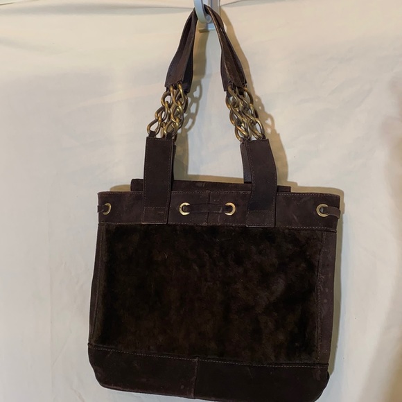 Stuart Weitzman Handbags - Stuart Weitzman Brown leather suede purse with fur gently used vintage